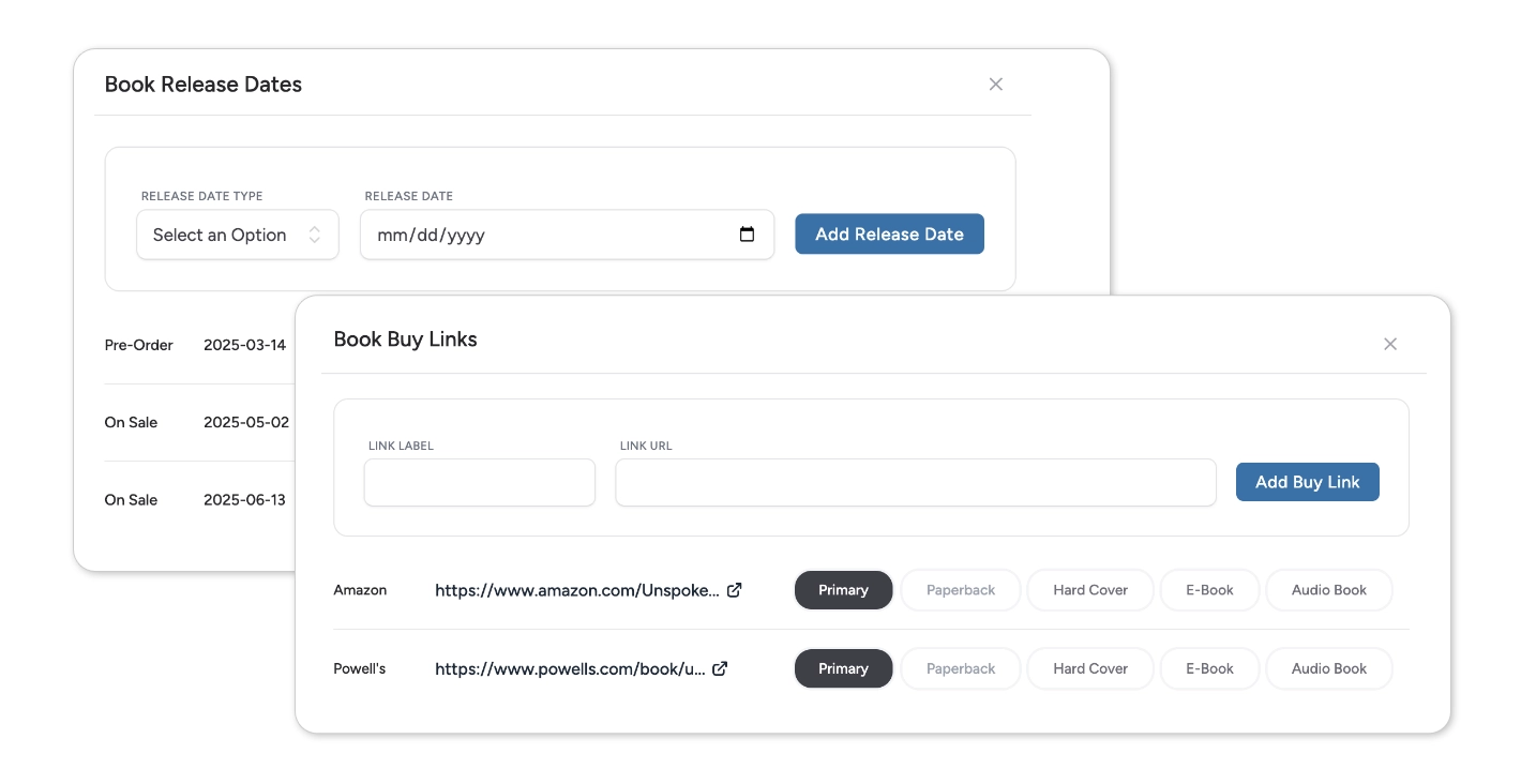 Book Release Calendar feature